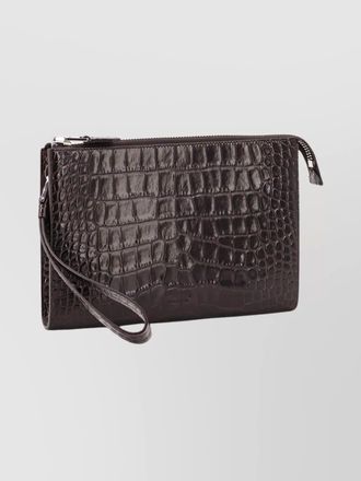Tom Ford leather clutch bag featuring crocodile texture