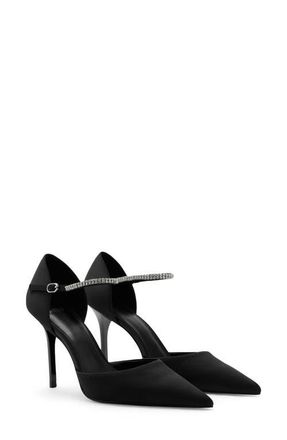Mango Strappy Heeled Pump with Rhinestones in Black at Nordstrom, Size 9.5Us