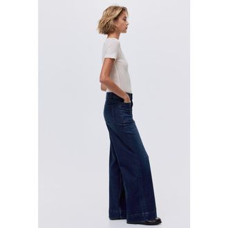 H&M Wide High Jeans in Washed Denim Blue at Nordstrom, Size 16
