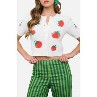 Blu Pepper Tomato Short Sleeve Cardigan in Cream at Nordstrom Rack, Size Medium