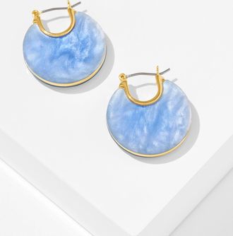 Talbots Polished Shell Hoop Earrings - Vista Blue/Gold - 001 Talbots