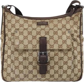 Gucci Pre-owned Canvas Crossbodytas - Dames - Vintage Schoudertas - Beige - ONE Size - Vintage