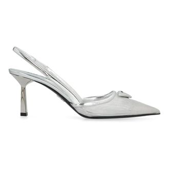 Prada Pumps, female, Gray, 5 UK, Mesh Fabric Slingback Pumps