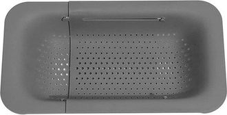 OEM Cesta De Frutas Extensible, Escurridor, Escalable, Colador, Para Verduras, Frutas Y Cubiertos, Pl&aacute;stico, Ahorra Espacio, Gris Claro, 36x20x5cm