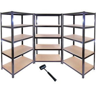 MonsterShop Monster Racking T-Rax Metal Storage Shelves, Black, 90cm W, 45cm D in Black