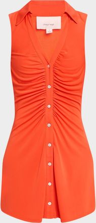 Cinq &agrave; Sept Melinda Gathered Button-Front Mini Dress