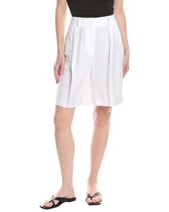 Kenneth Cole High Rise Linen-Blend Pleated Short