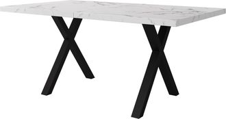 STILVORA Mesa De Comedor En Mdf Con Patas Cruzadas - 140&times;80&times;76 Cm, Dise&ntilde;o Minimalista Moderno, Blanco