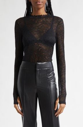 Alice & Olivia Taeyn Lace Bodysuit in Black at Nordstrom, Size X-Large