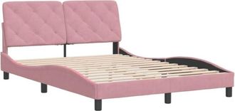 vidaXL Estructura De Cama Sin Colch&oacute;n Terciopelo Rosa 140x190 Cm Vidaxl