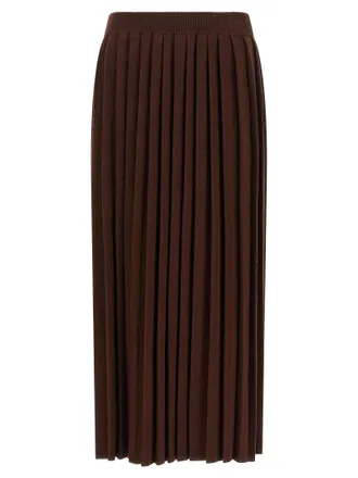 Fabiana Filippi Brown Virgin Wool Midi Womens Skirt