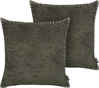 Beliani Beliani - Conjunto De Cojines Decorativos Patr&oacute;n Geom&eacute;trico Gris 45 X 45 Cm Decoraci&oacute;n Glamour Vintage Melur