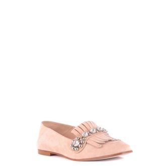 Ninalilou Pink Rhinestone Slip-On Moccasins