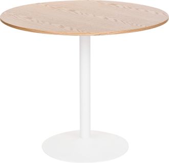 Beliani Mesa De Comedor Y Cocina Redonda Estilo Boho Tablero De Mdf &Oslash; 90 Cm Base De Hierro Con Acabado En Pintura En Polvo Chapa Roble Claro Tino