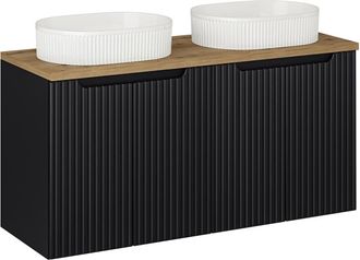 Petits Meubles Mueble doble lavabo 120cm 4 puertas paneles de melamina y mdf negro