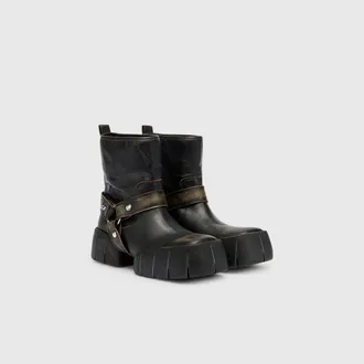 Diesel D-Tex - Biker boots in distressed leather - Boots - Man - Brown