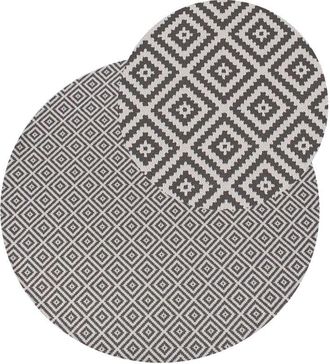 Beliani Beliani - Alfombra moderna para interior y exterior redonda con patrón geométrico 120 cm gris Thrissur