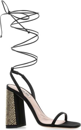 Miu Miu Womens Black Satin Sandals Multicolor Sandali