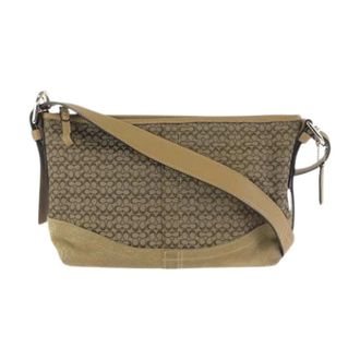 Coach Pre-owned Cross Body Bags, female, Beige, Size: ONE SIZE Pre-owned Mini Signature Canvas Leather Shoulder Bag