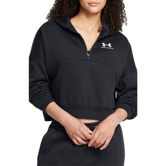 Under Armour Icon Fleece Half Zip PUllover in Black //White at Nordstrom, Size Xx-Large