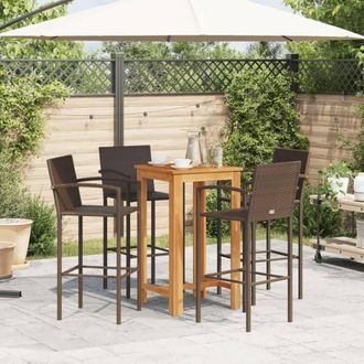 Berkfield Home Beautiful 5 Piece Garden Bar Set Brown Solid Wood Acacia & Poly