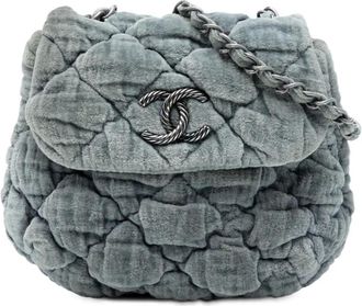 Chanel 2008-2009 Paris Moscou Mini Velvet Bubble Quilt Flap crossbody bag - Grigio