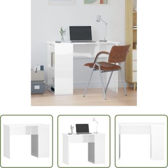 vidaXL vidaXL Scrivania con ripiani - Scrivania Bianco Lucido 100x55x75 cm in Legno Multistrato