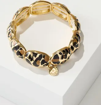 Talbots Leopard Enamel Stretch Bracelet - Leopard/Gold - 001 Talbots
