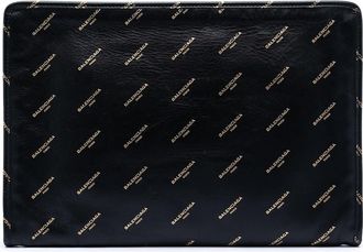 Balenciaga Pre-owned Balenciaga Lambskin Allover Logo Zip Pouch Ladies 08KHOA6FAIXYE8GF