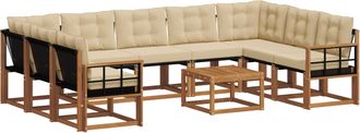 vidaXL Conjunto De Sof&aacute;s De Exterior 10 Uds. Natural Y Beige Vidaxl