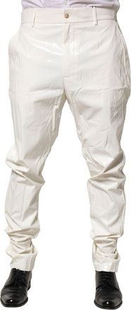 Dolce & Gabbana White Nylon Tapered Dress Men Pants Elastane