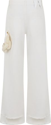 Darkpark Womens Wide-Leg Jeans White Cotton
