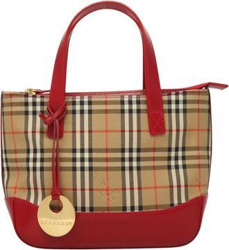 Burberry Nova Check Beige Canvas Handbag (Pre-Owned)