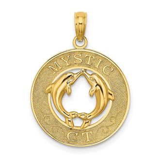 Diamond2Deal 14k Yellow Gold MYSTIC CT Dolphins Charm Pendant