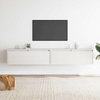 vidaXL Armario De Pared 2 Uds Madera Maciza De Pino Blanco 100x30x35cm Vidaxl