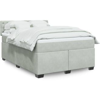 vidaXL Vidaxl - Cama Box Spring Con Colch&oacute;n Terciopelo Gris Claro 160x200 Cm