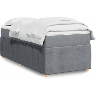 vidaXL Cama Box Spring Con Colch&oacute;n Tela Gris Claro 80x200 Cm Vidaxl