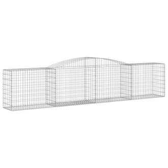 Berkfield Home Decorative Arched Gabion Baskets 2 pcs 400x50x80/100 cm Galvanise in Silver