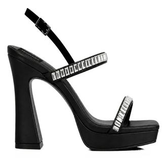 Philipp Plein Sandali con Tacco Alto in Nappa con Cristalli Castons - - Shoes - Donna - Nero - 39 EU