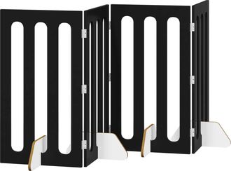 vidaXL Valla Plegable Para Mascotas 4 Uds. Roble Negro Vidaxl