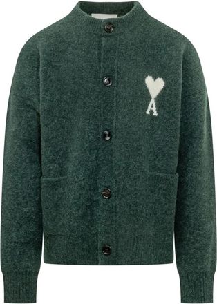 Ami Cardigan Girocollo - - Knitwear - Uomo - Verde - S