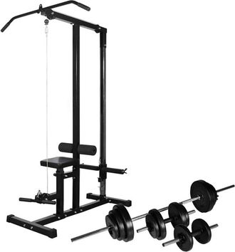 vidaXL M&aacute;quina Musculaci&oacute;n Power Tower Con Pesas Y Mancuernas 30,5 Kg Vidaxl