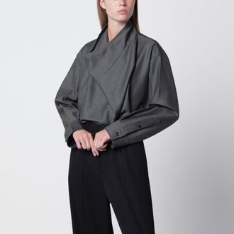 Bottega Veneta Blusa in tela di lana leggera grigia m&eacute;lange
