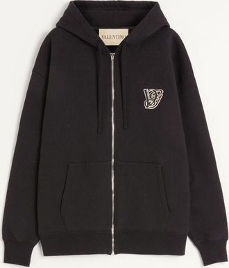 Valentino Felpa Con Cappuccio In Cotone Con Patch Vg Uomo NERO XXL