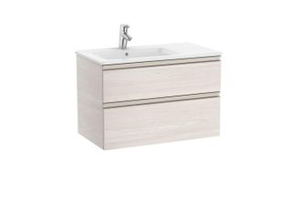 Roca Roca - Pack Unik Mueble Base De 2 Cajones + Lavabo The Gap Color: Fresno N&oacute;rdico - Medidas: 805x460x537 Mm - Posici&oacute;n Del Lavabo: Izquierda