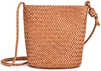 OLD TREND Reed Genuine Leather Woven Barrel Crossbody Bag in Tan at Nordstrom