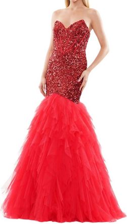 Colors Dress Sequin Mermaid Prom Dress In Red