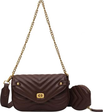 Generic Quilted Small Crossbody Bag for Women with Coin Purse Stylish Chain Shoulder Bag Leather Clutch Evening Bags (Brown)