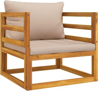 vidaXL Sill&oacute;n De Jard&iacute;n Madera Maciza Acacia Con Cojines Gris Taupe Vidaxl