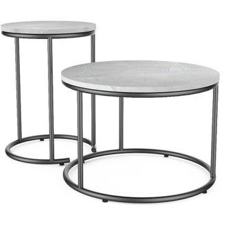 Vicco Set di tavolini da salotto Ottawa, Marmo bianco, 55 x 34.5 cm 2 parti